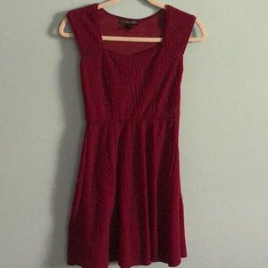 Burgundy midi dress.